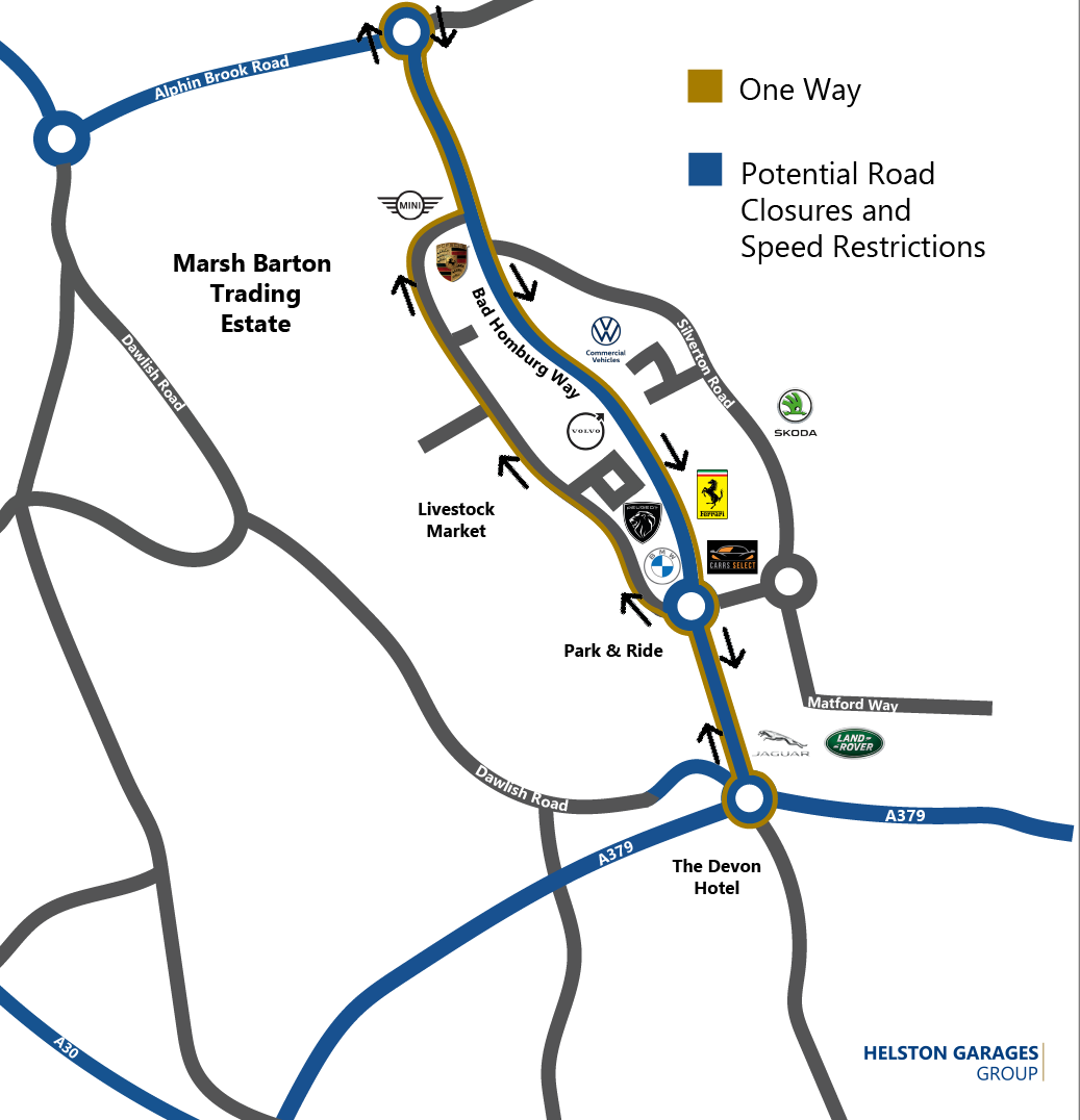 Map Of Marsh Barton Exeter Marsh Barton Exeter Roadwork Disruptions | South West | Helston Garages  Group