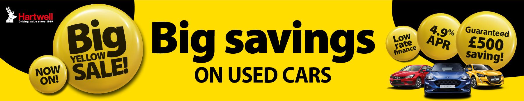Big Yellow Sale Banner - The Hartwell Big Yellow Sale is Now On with guaranteed savings of £500 and low rate 4.9% APR Representative Finance