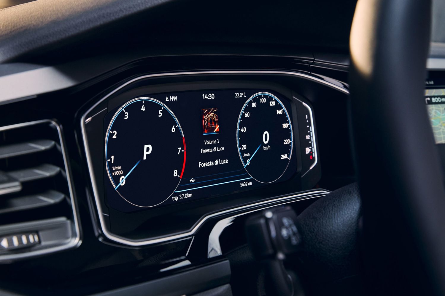 Interior view of the new Volkswagen Polo, close-up of  the console