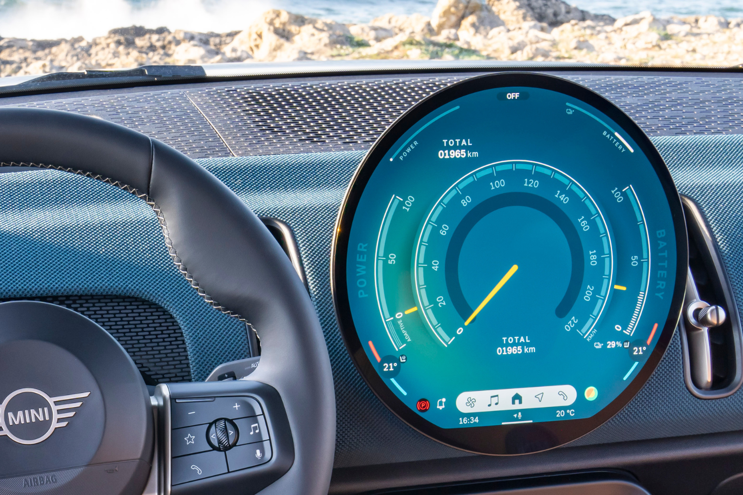 All-Electric Mini Countryman OLED display.