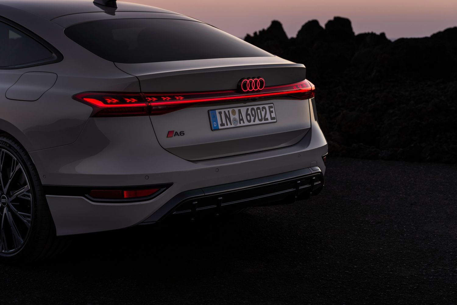 Rear view of the new Audi A6 e-tron.
