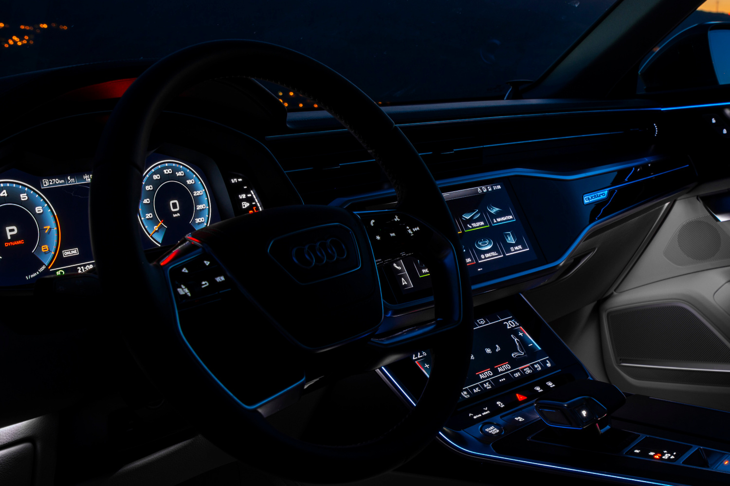 New Audi A6 Saloon interior digital cockpit lighting