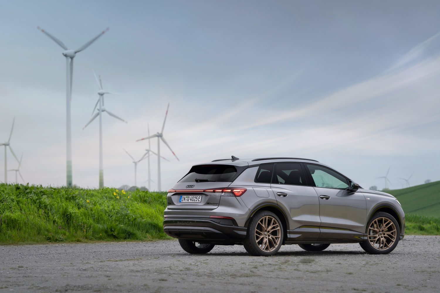 New Audi Q4 E Tron image of vehicle parked view from behind