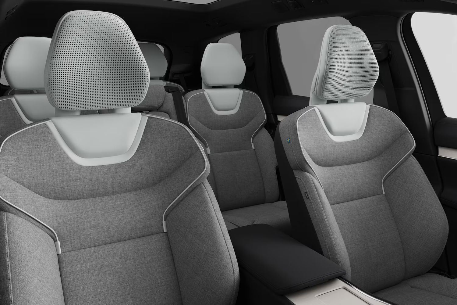 Close-up of the front and rear passenger seats in the new Volvo EX90