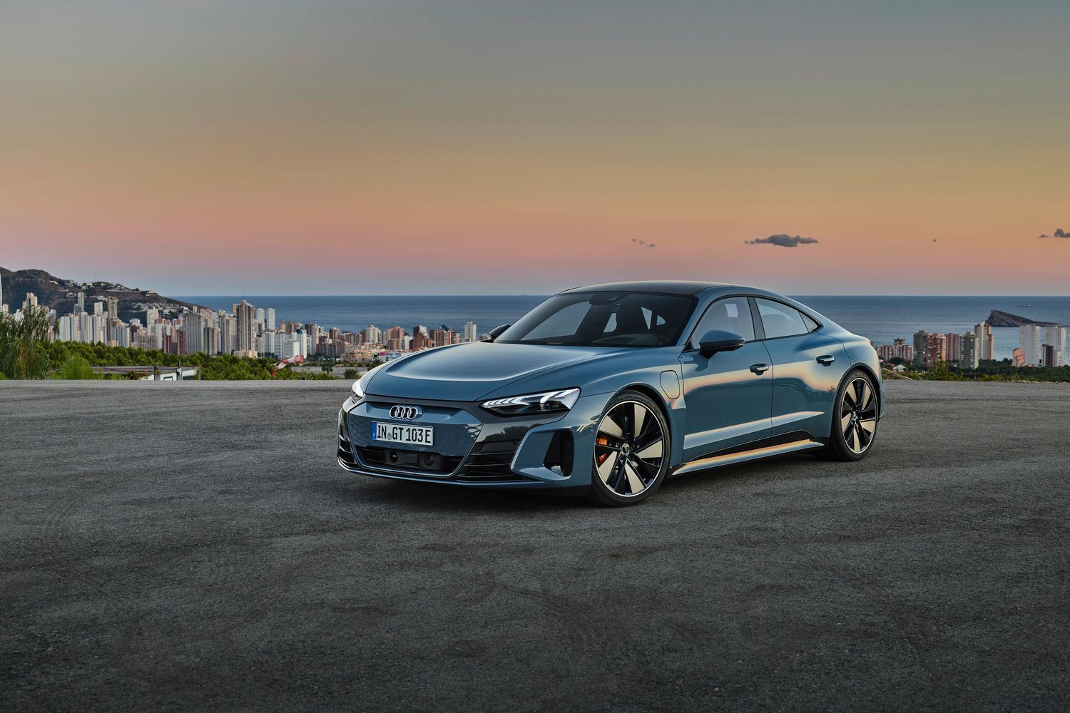 New Audi E Tron GT image of vehicle parked, captured front of the vehicle