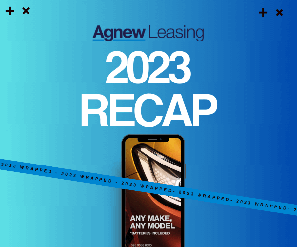 2023 Agnew Leasing Recap - with image of mobile phone on blue background