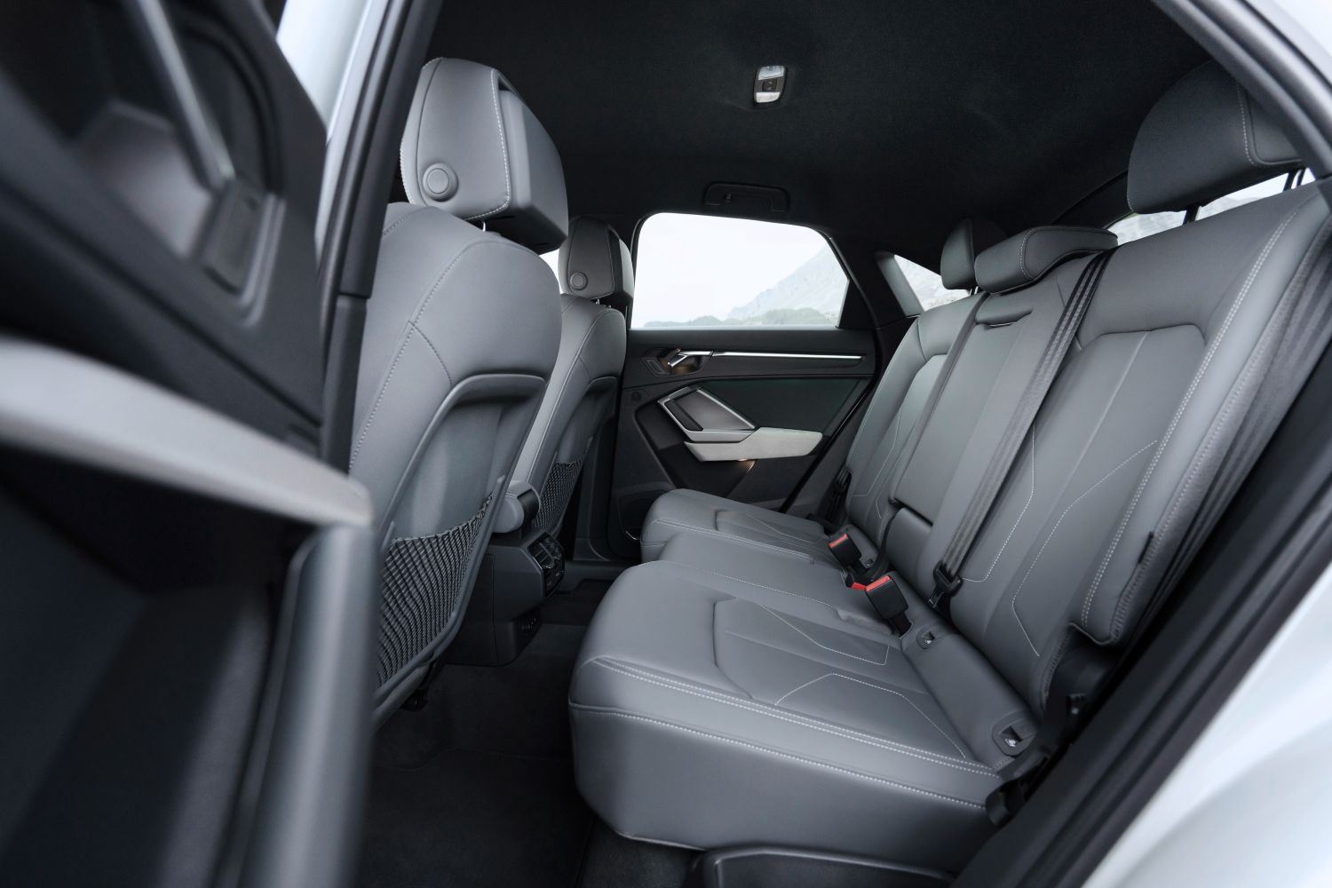 New Audi Q3 Sportback TFSI e view of backseat leather