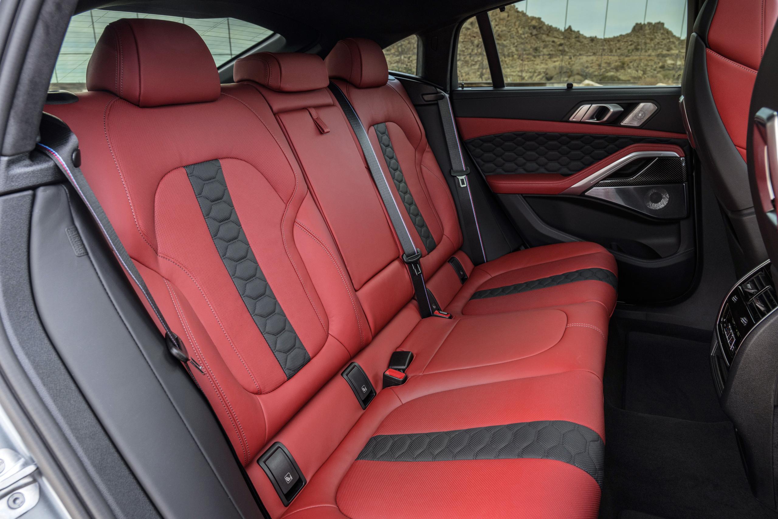 New BMW X6 M Competition view of red and black leather interior seats