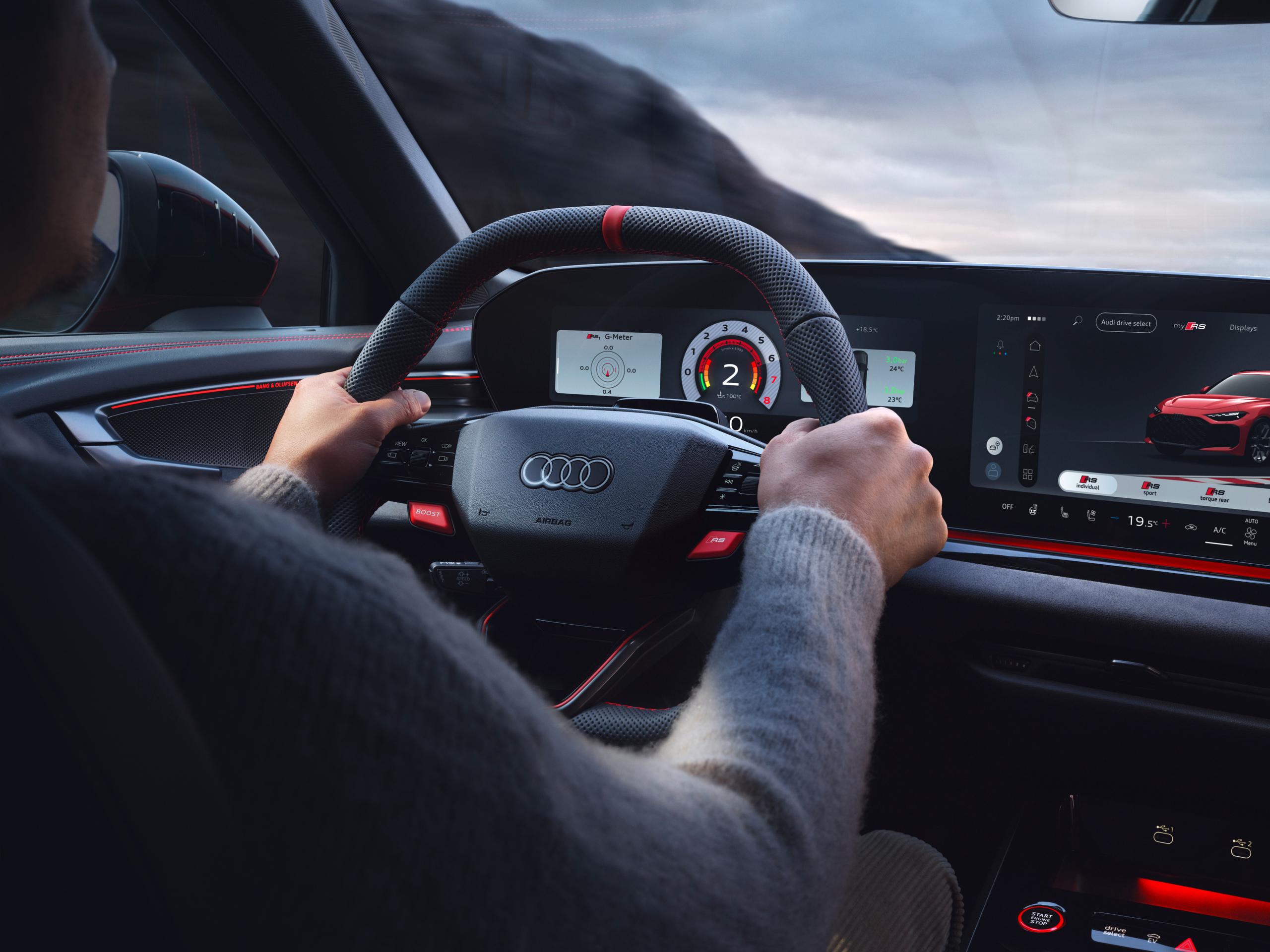 New Audi RS5 interview view of steering wheel