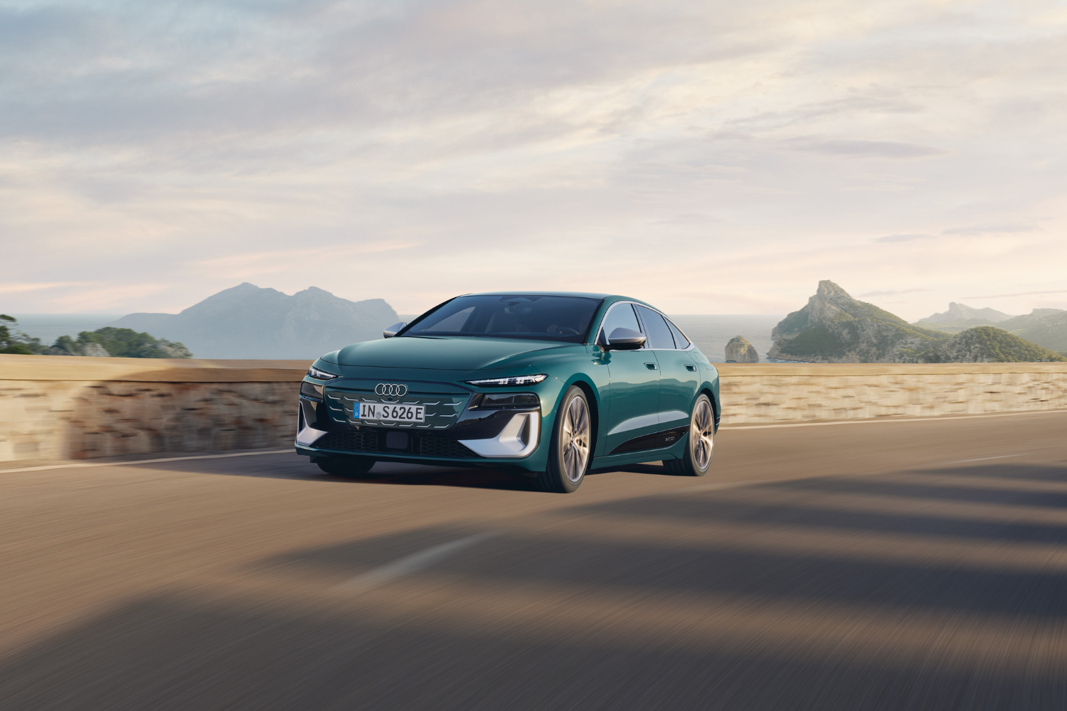 New Audi S6 e-tron Sportback, available at Belfast and Portadown Audi, driving on public road