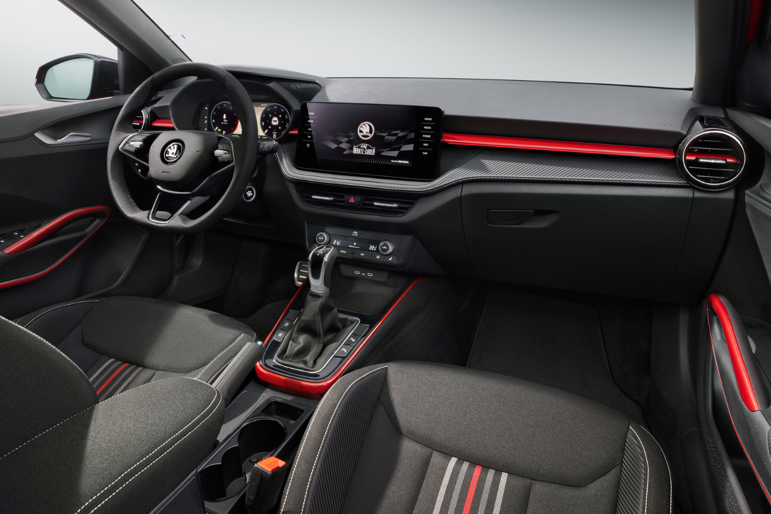 New Skoda Fabia, available at Agnew Skoda Belfast and Agnew Skoda Mallusk, front interior passenger view