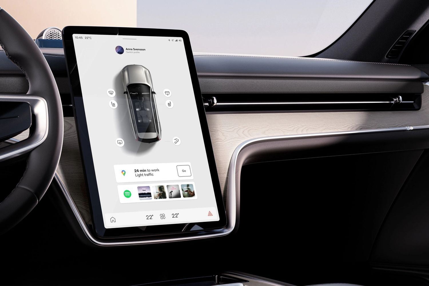 Close-up of the infotainment system in the all-new Volvo EX90