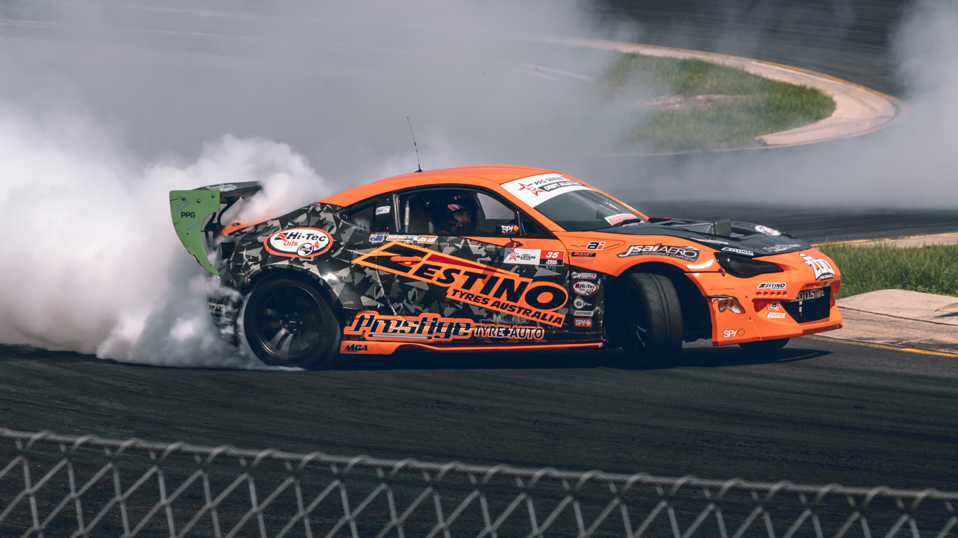 Car Burnout at a Car Show