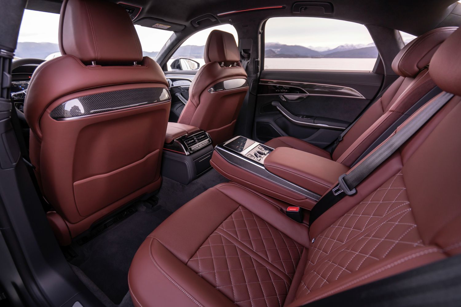 New Audi A8 red leather interior seats