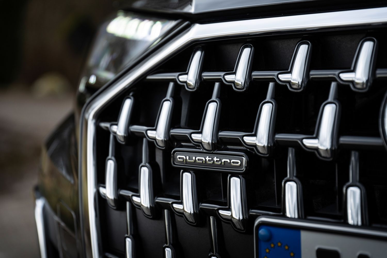 New Audi A8 L TFSI e image of grill with quattro badge shown