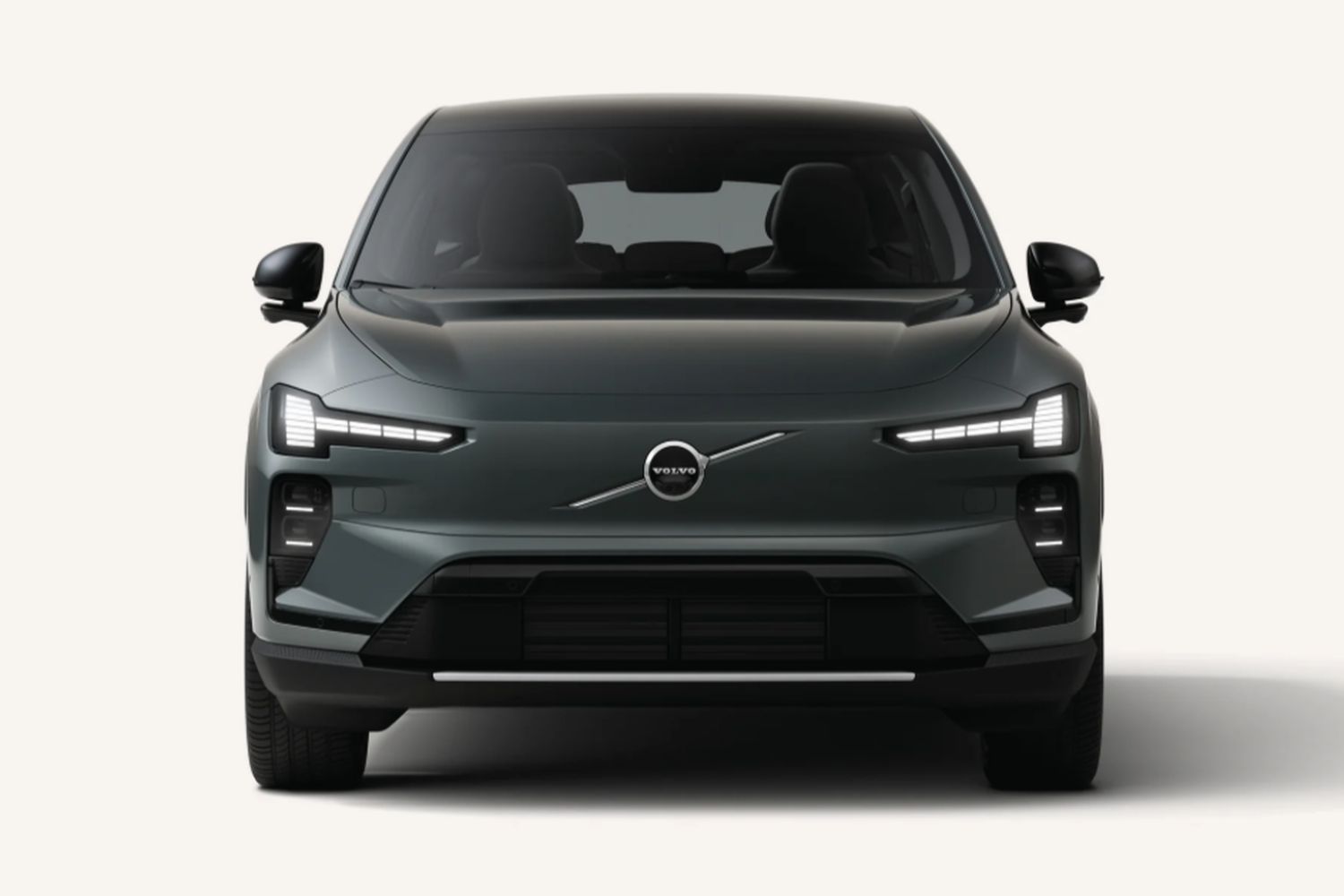 Front view of the new Volvo EX60, highlighting the premium scandinavian exterior.