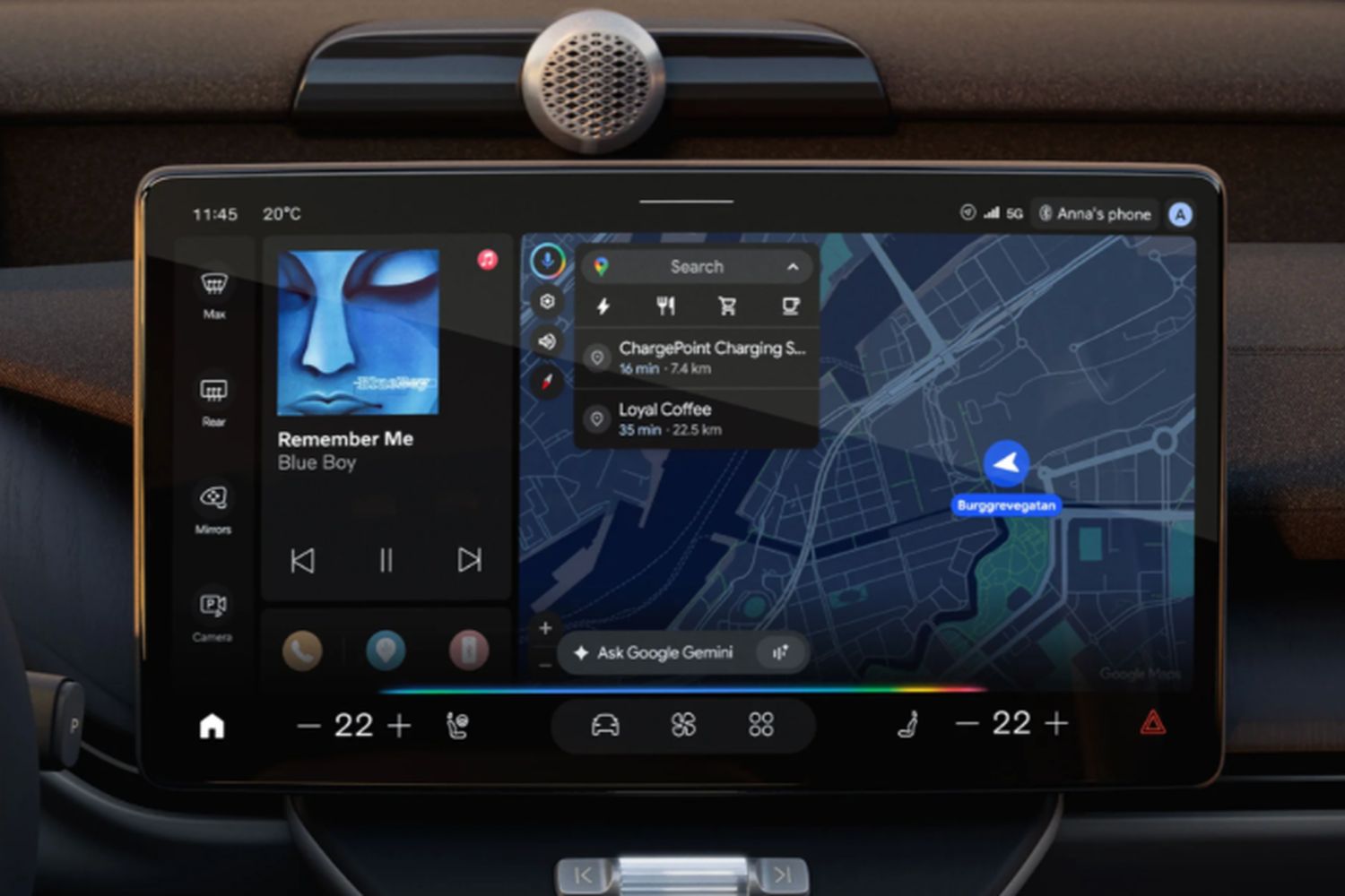 Close-up of the new Volvo EX60 interior, featuring the next-generation digital experience.