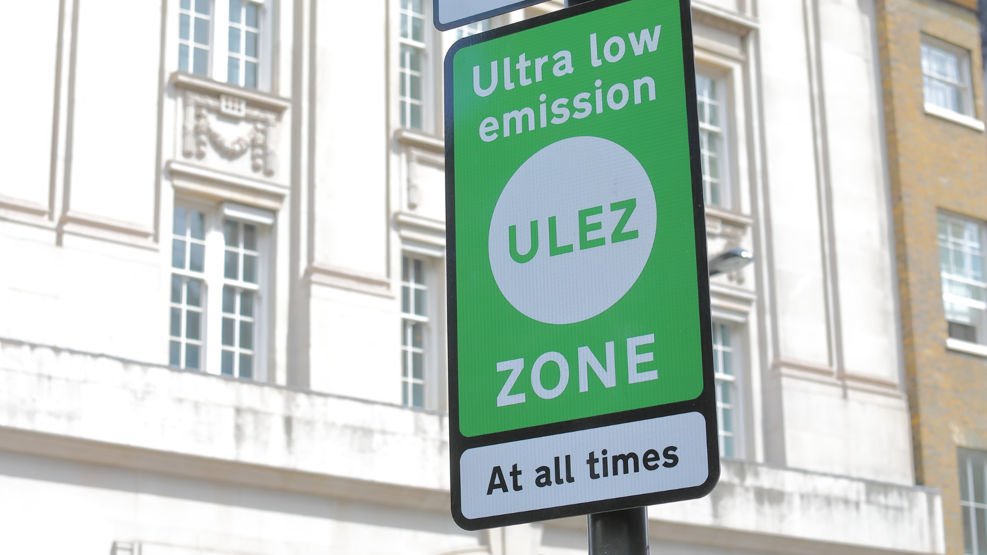 Ultra Low Emission (ULEZ) Zone Sign in London