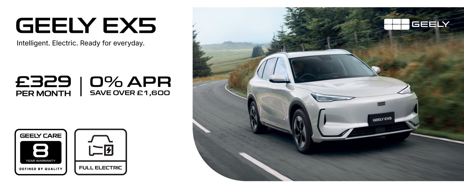 Geely EX5 - Available From Only £329 Per Month with 0% APR