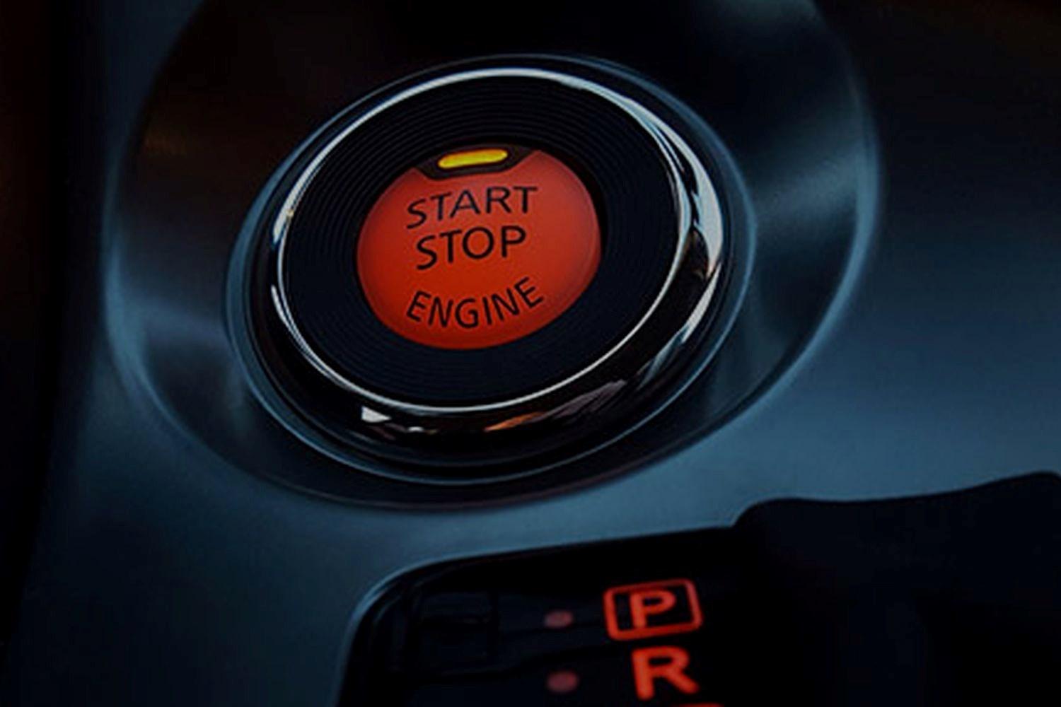 Close-up of Audi start stop engine button