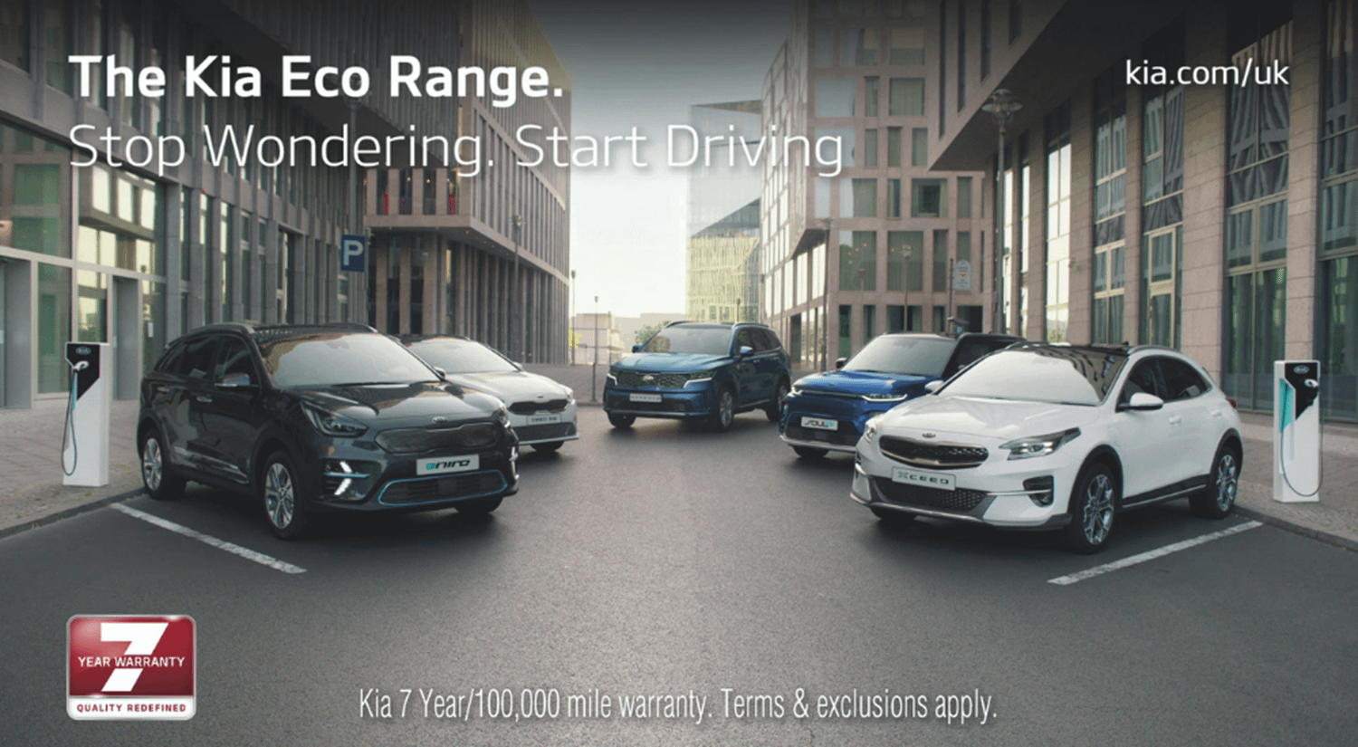 Kia Eco Range. Kia e-Niro, Niro hybrid, Kia XCeed hybrid, Kia Soul EV