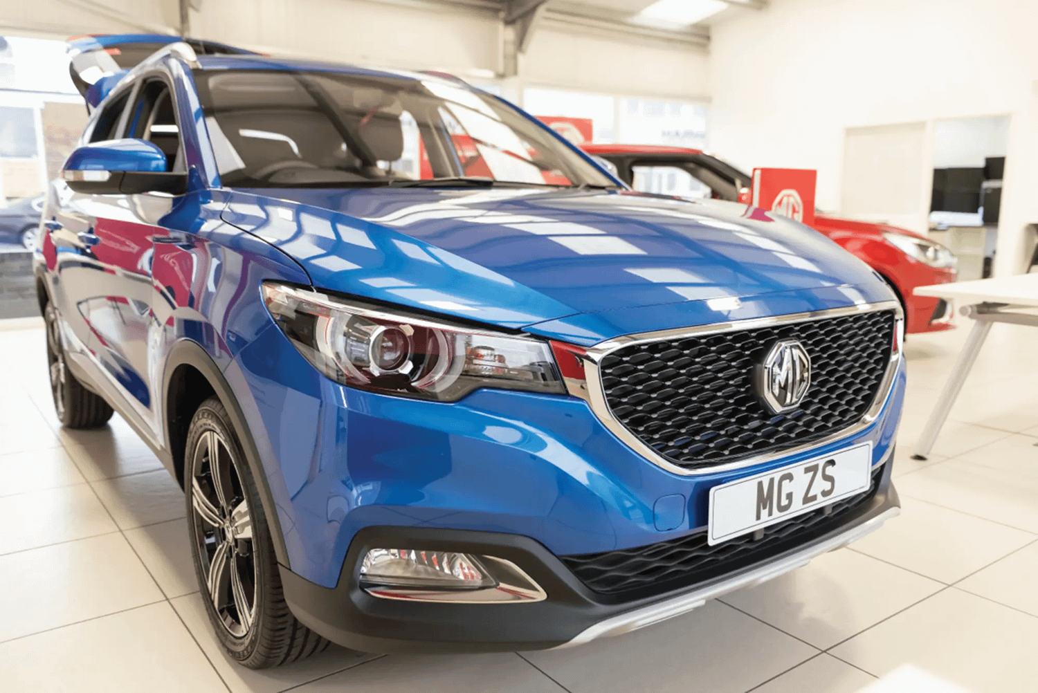 Blue MG ZS In Showroom