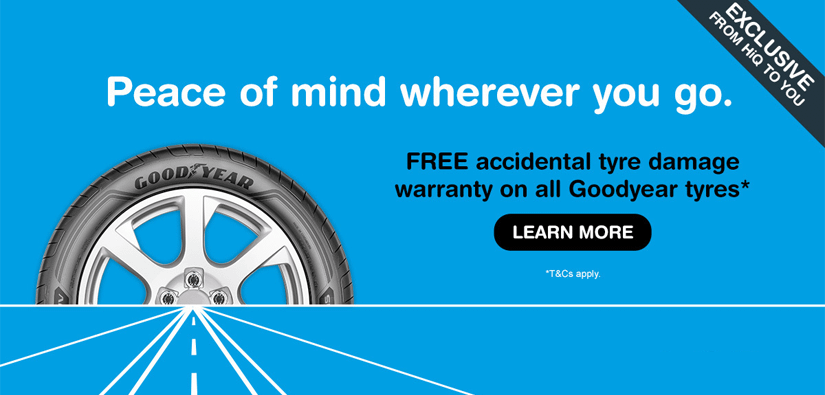 Free Goodyear Accidental Tyre Damage Warranty!