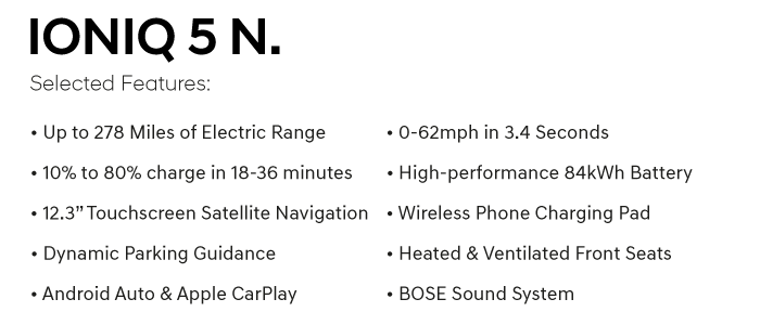 IONIQ 5 N Selected Features