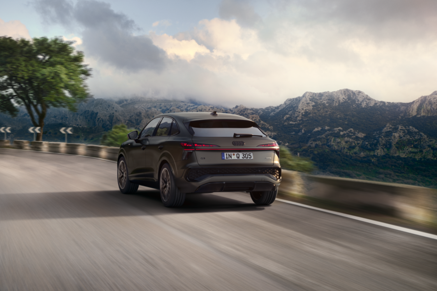 The new Audi Q3 Sportback driving on a road, available at Belfast and Portadown Audi.