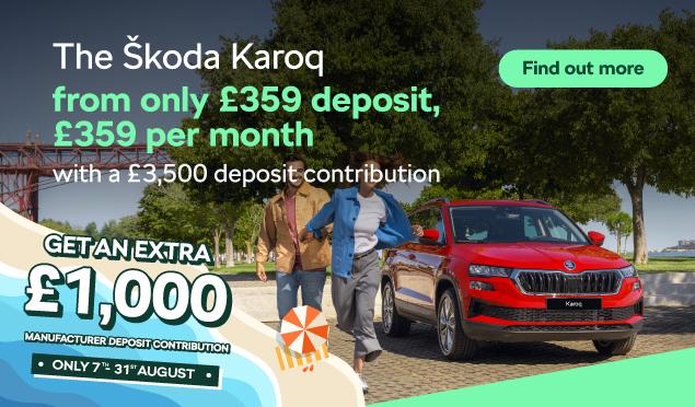 The Škoda Karoq SE Edition is available from Richmond Škoda from only £359 Deposit, £359 Per Month