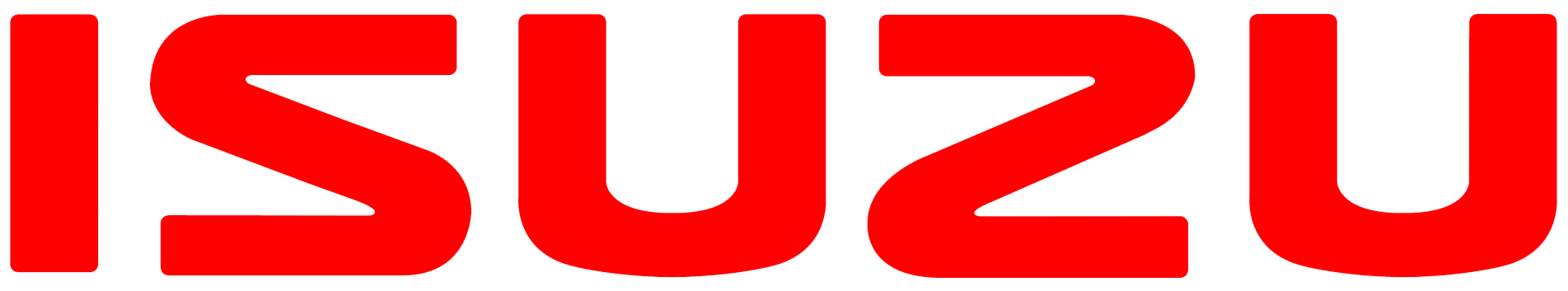 Isuzu logo in bright red lettering.
