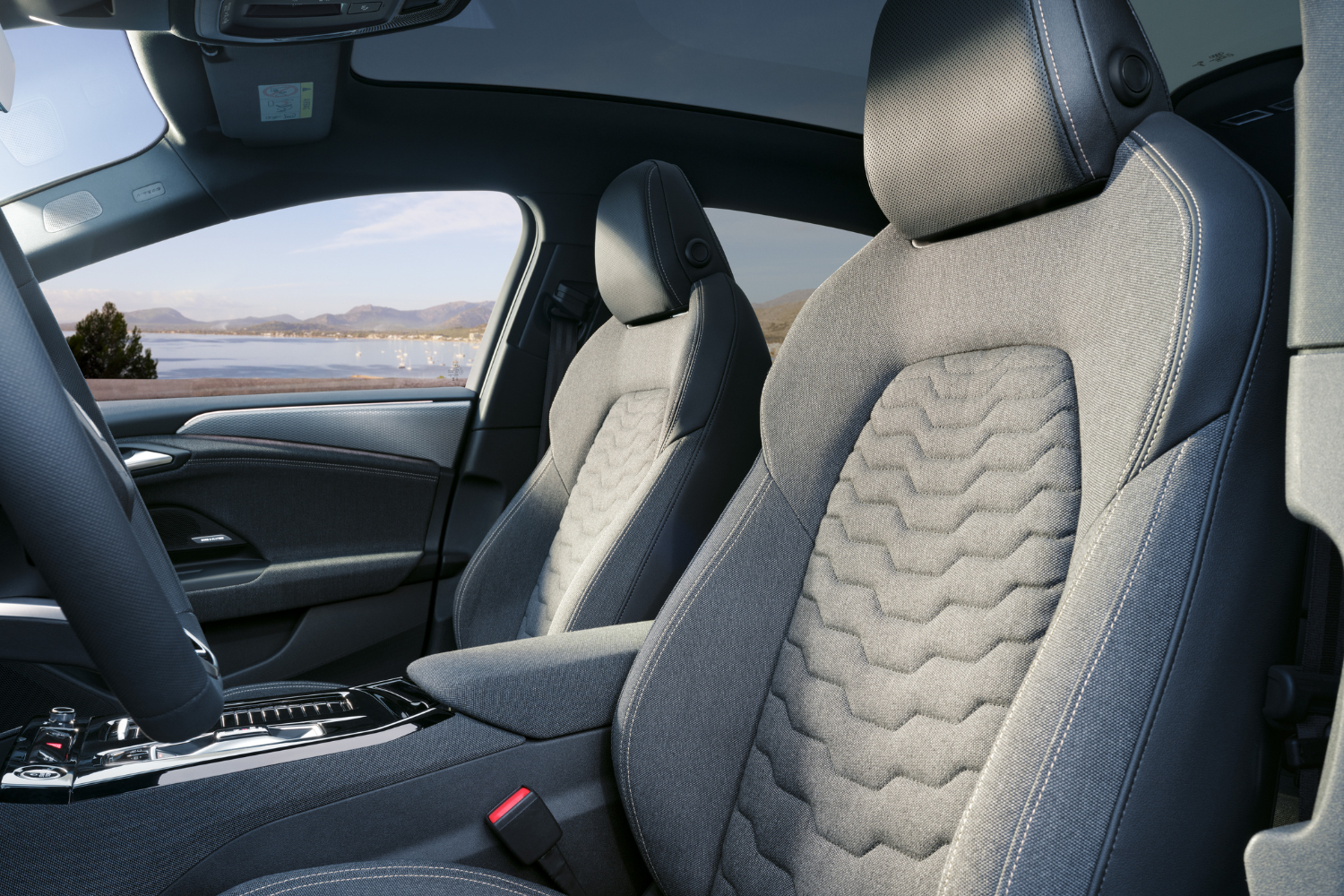 The front seats of the New Audi A6 e-tron Sportback with S-Line feature, available at Belfast and Portadown Audi.