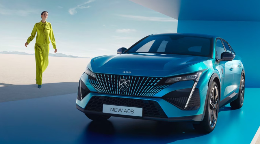 woman near Peugeot 408