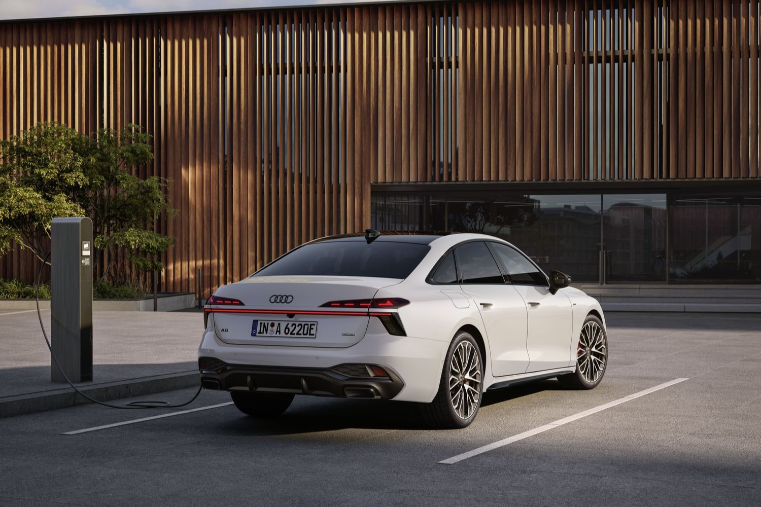 Close-up of the exterior of the Audi A6 Hybrid