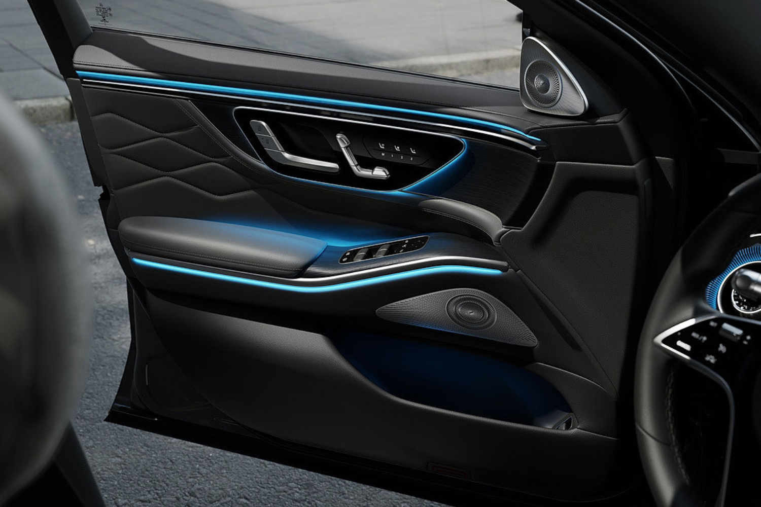 Mercedes-Benz S-Class Saloon interior view of door LED lights
