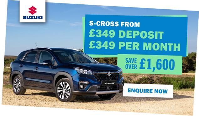 The Suzuki S-CROSS is available to buy from Richmond Motor Group from only £349 Deposit, £349 per month