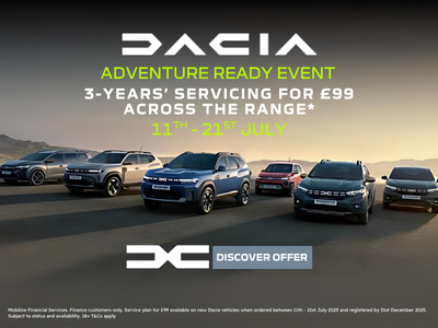 Dacia Adventure Ready Event at Startin Group: 3 Years Servicing @ £99