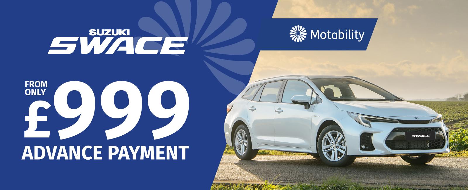 The Suzuki Swace on the Motability Scheme from £999 Advance Payment