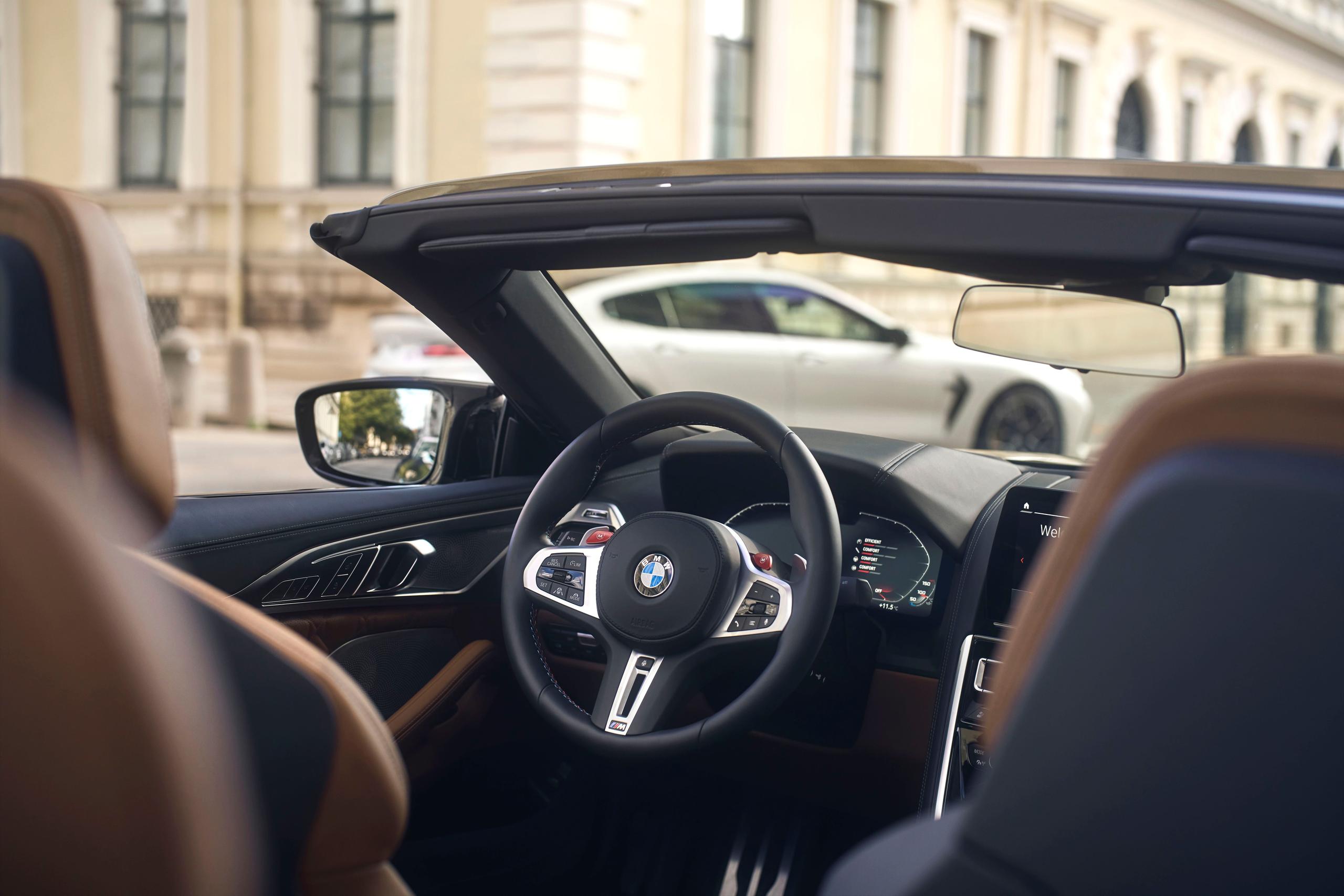 BMW M8 Competition Convertible view of the driver steering controls