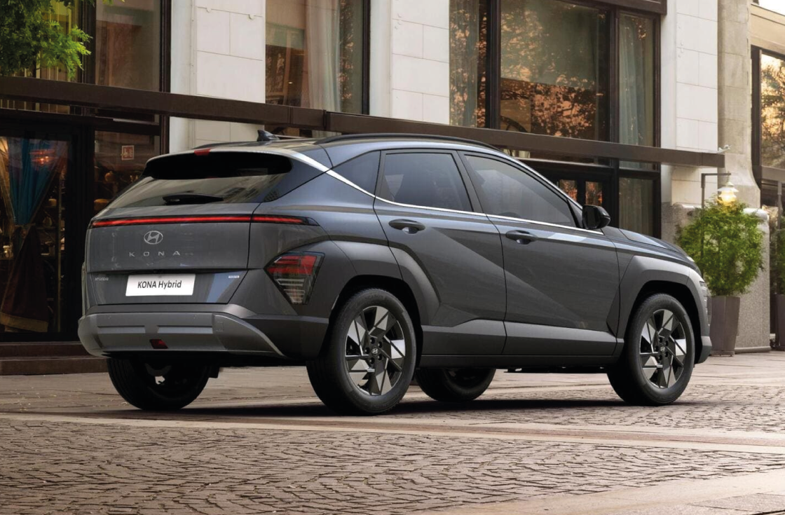 Grey HyundaI KONA Hybrid Rear Side View