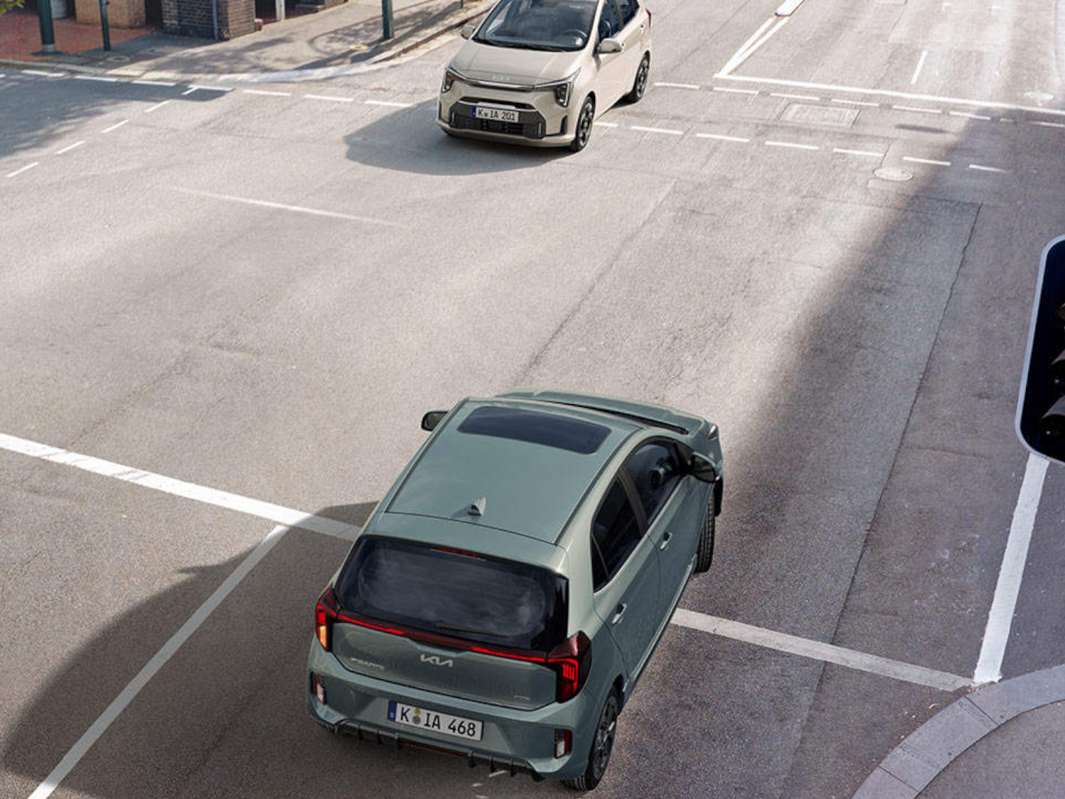 top view of a green Kia Picanto