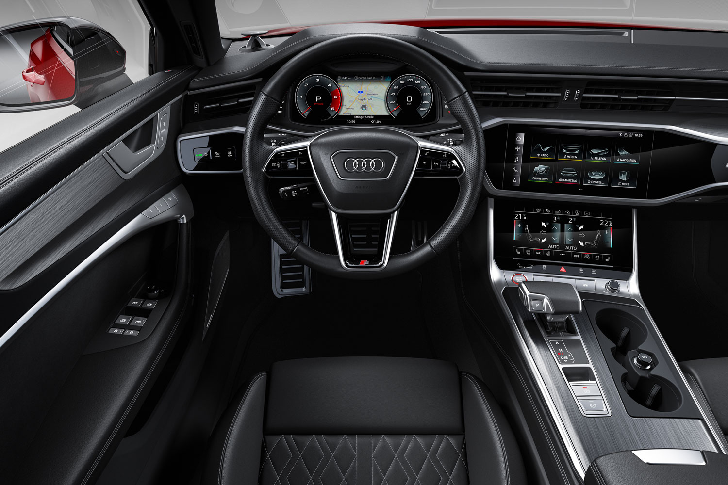 New Audi S6 Avant interior steering wheel and digital cockpit