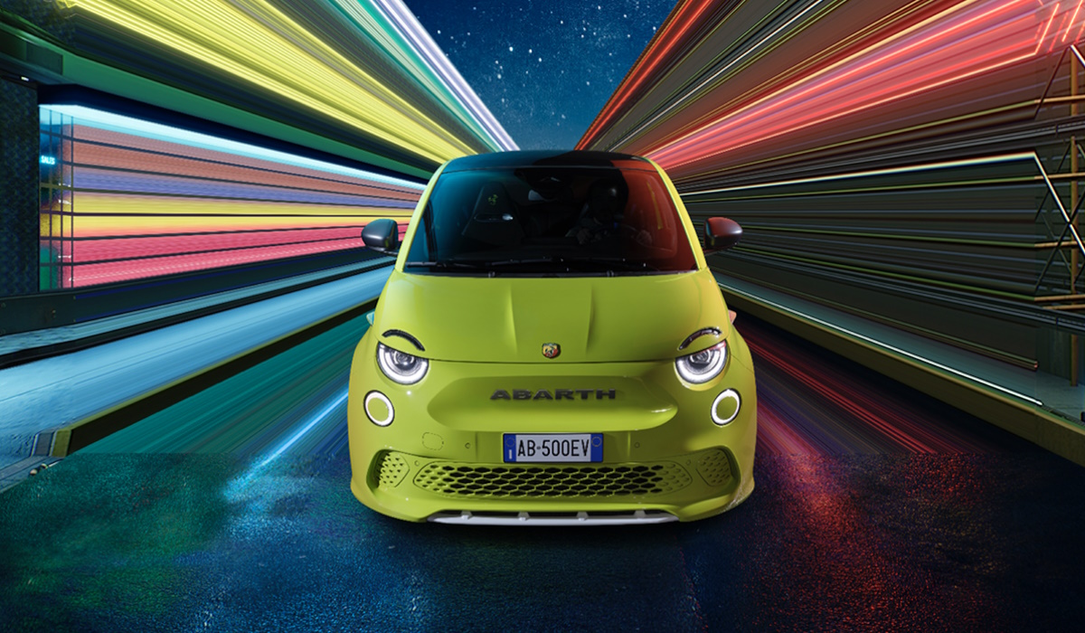 yellow Abarth 500e