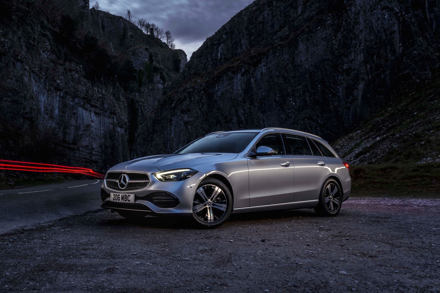 Silver C Class Estate side view