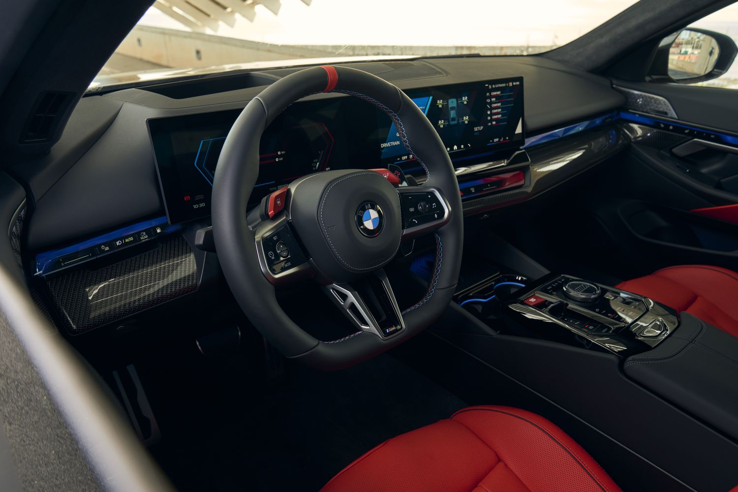 Interior of the new BMW M5 Saloon, featuring the latest head-up display.
