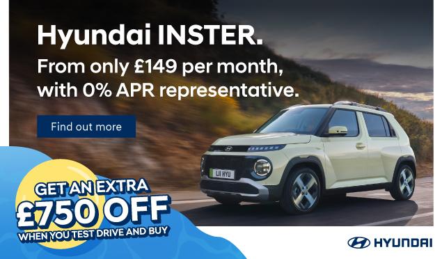The Hyundai INSTER is available to buy from Richmond Hyundai from only £149 Per Month with 0% APR
