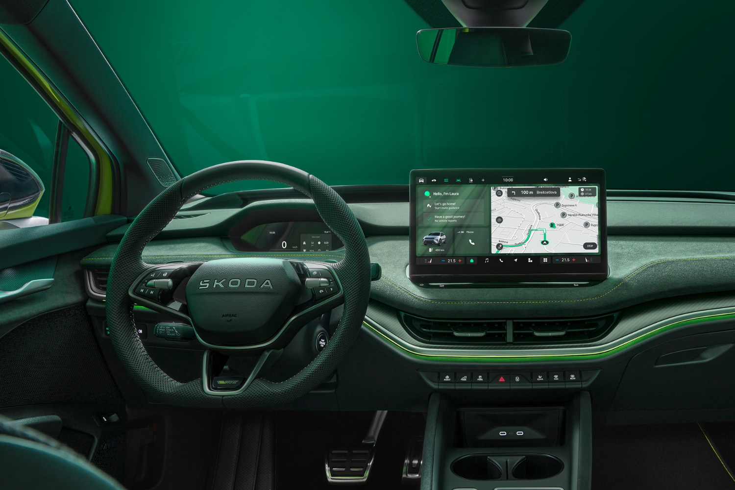 New Skoda Elroq, available at Agnew Skoda Belfast and Agnew Skoda Mallusk, front passenger interior