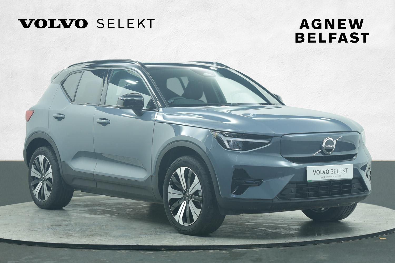 Used Volvo Selekt Volvo XC40 Recharge Core (in grey) available for purchase at Agnew Volvo Belfast