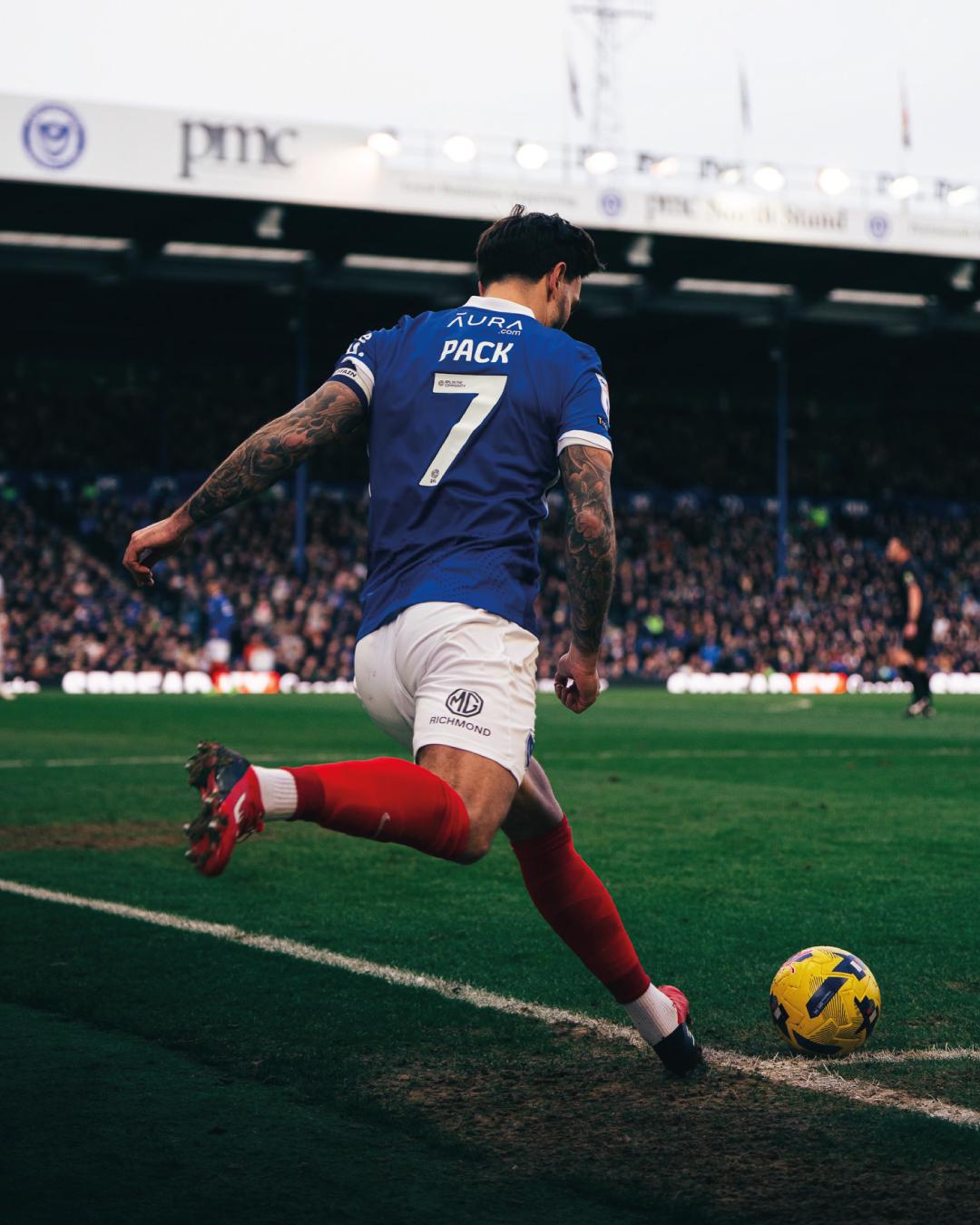 Marlon Park taking a corner at Fratton Park