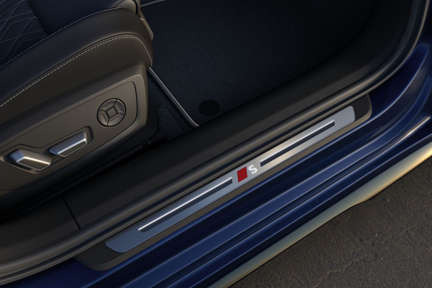 Close-up of the new Audi S5 Avant front passenger entrance, available at Belfast and Portadown Audi.